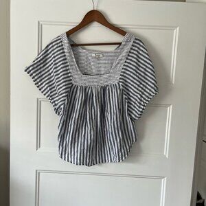 Madewell women's striped butterfly sleeve tweed short sleeve cotton